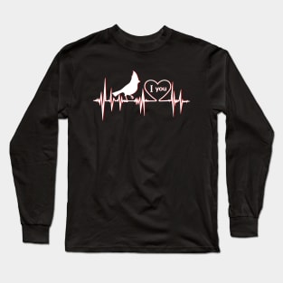 Red Cardinal bird heartbeat love you Long Sleeve T-Shirt